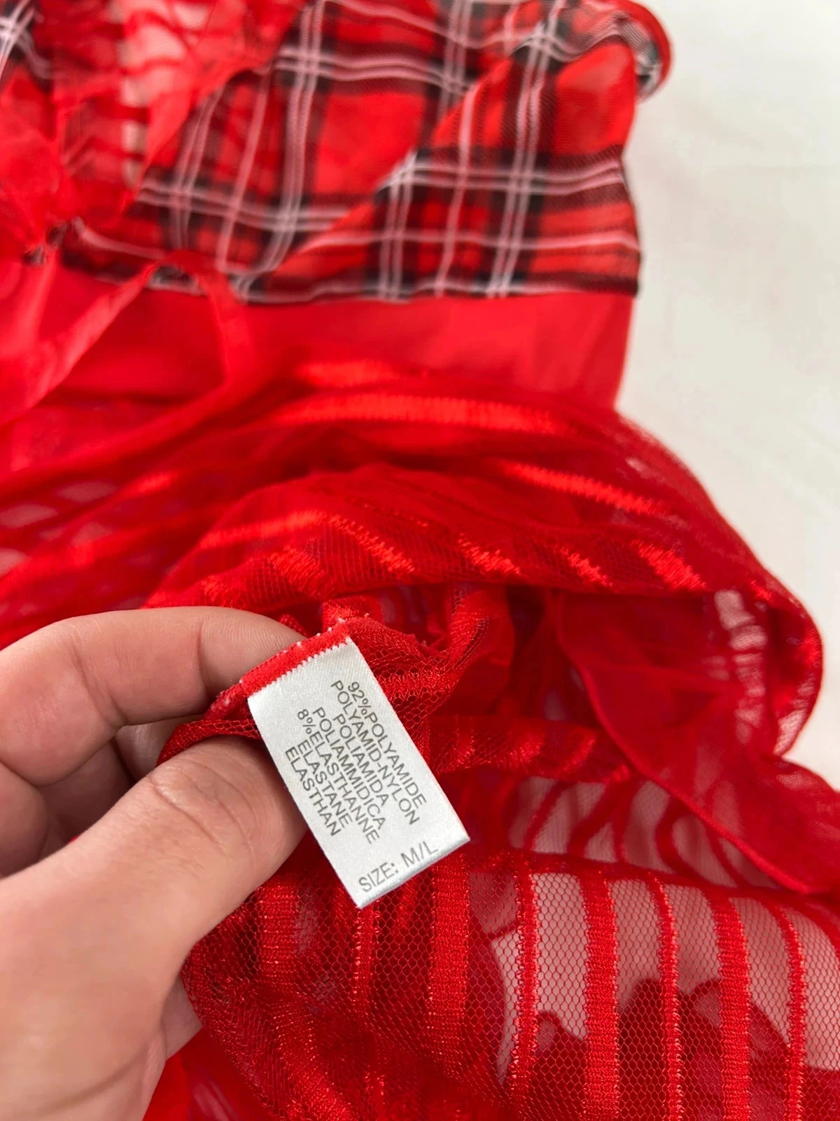 Vestido curto vermelho com renda coquete vintage em poliamida – photo 10